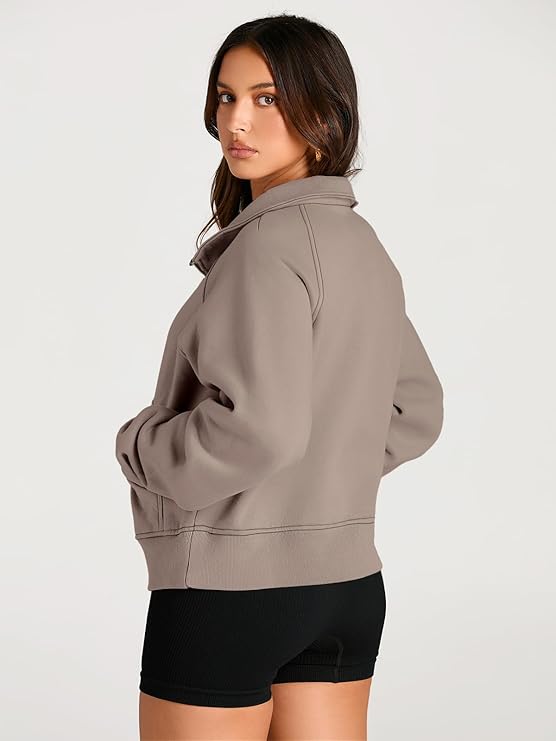 AUTOMET Womens Sweatshirts Half Zip Cropped Pullover Fleece Quarter Zipper Hoodies