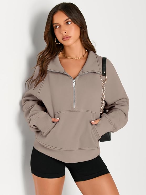 AUTOMET Womens Sweatshirts Half Zip Cropped Pullover Fleece Quarter Zipper Hoodies