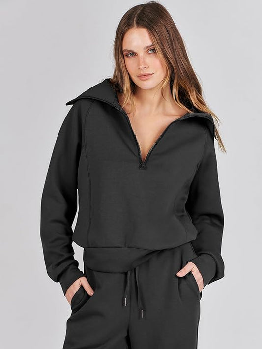 ANRABESS Women 2 Piece Outfits 2025 Fall Fashion Airport Wide Leg Pants Lounge Set Leisure Travel Vacation Clothes Sweatsuits
